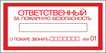 B43 ответственный за пожарную безопасность (пластик, 200х100 мм) - Знаки безопасности - Вспомогательные таблички - Магазин охраны труда ohranatruda-shop.ru